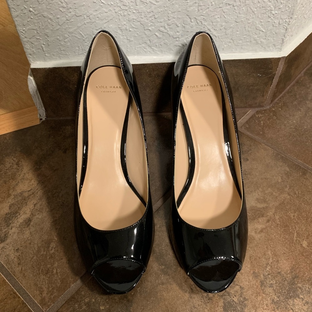 Cole Haan Sadie Open Toe Wedge Black Size: 11 B